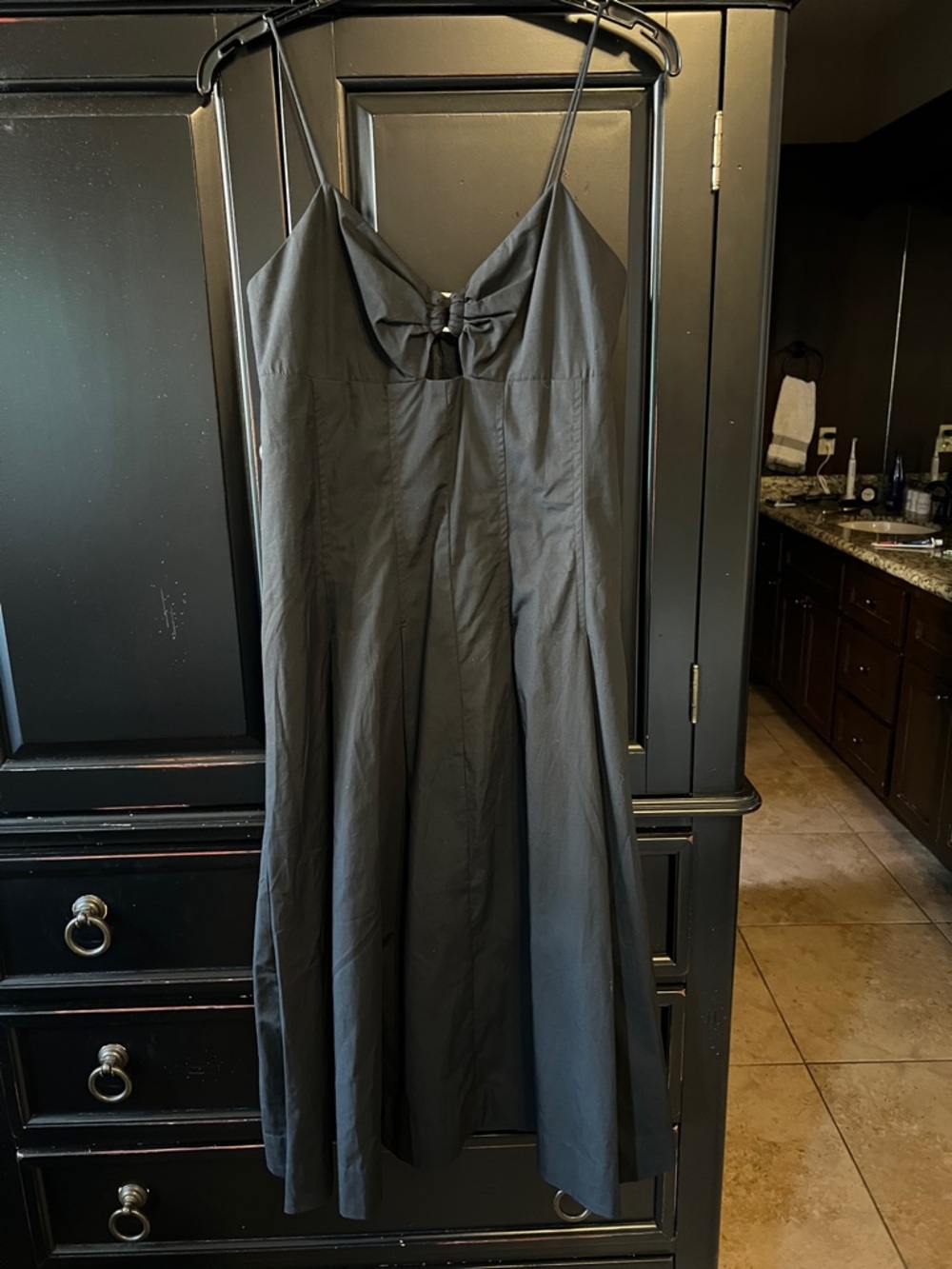 Banana Republic Black Midi Dress with Cutout Detail Sz 4P XS